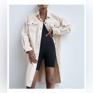 ZARA CORDUROY OVERSHIRT BEIGE ECRU SIZE SMALL WITH POCKETS